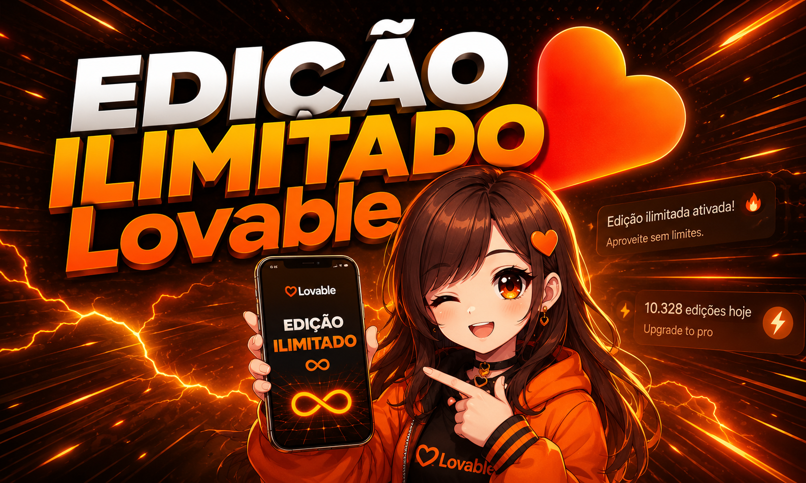 Extensão LOV IA ativa no Lovable com edições ilimitadas